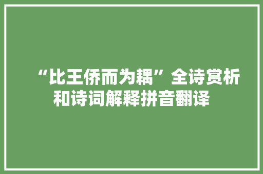 “比王侨而为耦”全诗赏析和诗词解释拼音翻译