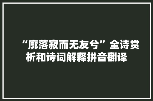 “廓落寂而无友兮”全诗赏析和诗词解释拼音翻译