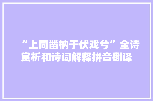 “上同凿枘于伏戏兮”全诗赏析和诗词解释拼音翻译