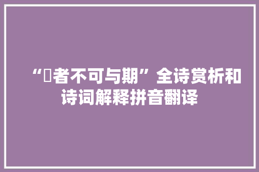 “徠者不可与期”全诗赏析和诗词解释拼音翻译