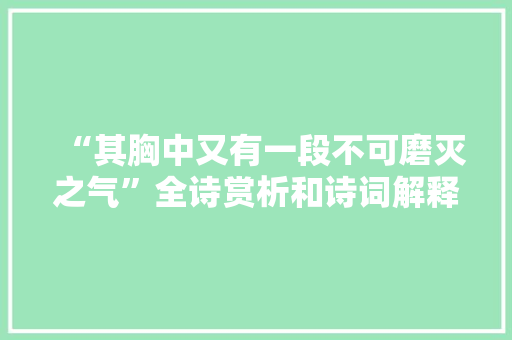 “其胸中又有一段不可磨灭之气”全诗赏析和诗词解释拼音翻译