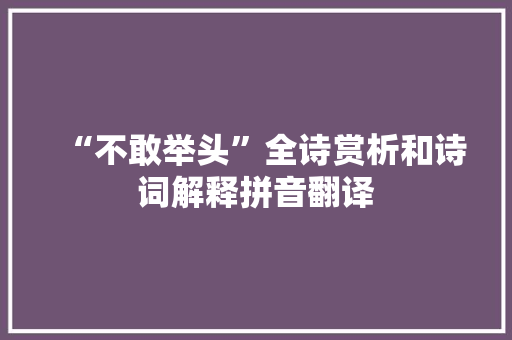 “不敢举头”全诗赏析和诗词解释拼音翻译