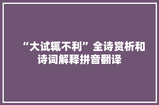 “大试辄不利”全诗赏析和诗词解释拼音翻译