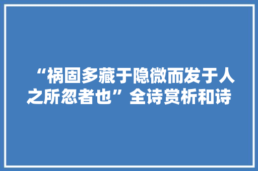 “祸固多藏于隐微而发于人之所忽者也”全诗赏析和诗词解释拼音翻译