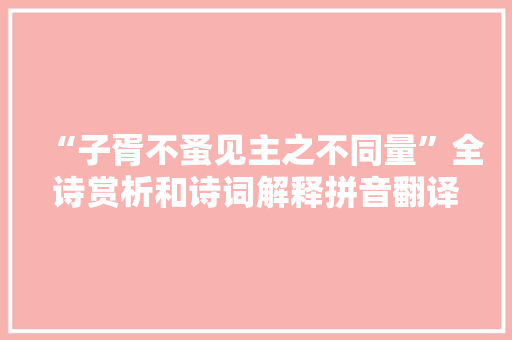 “子胥不蚤见主之不同量”全诗赏析和诗词解释拼音翻译