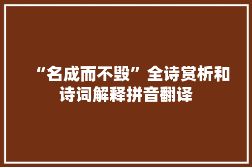 “名成而不毁”全诗赏析和诗词解释拼音翻译