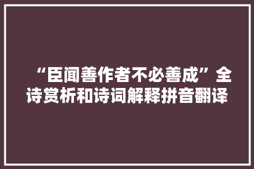 “臣闻善作者不必善成”全诗赏析和诗词解释拼音翻译