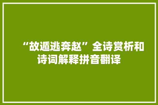 “故遁逃奔赵”全诗赏析和诗词解释拼音翻译