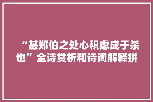 “甚郑伯之处心积虑成于杀也”全诗赏析和诗词解释拼音翻译