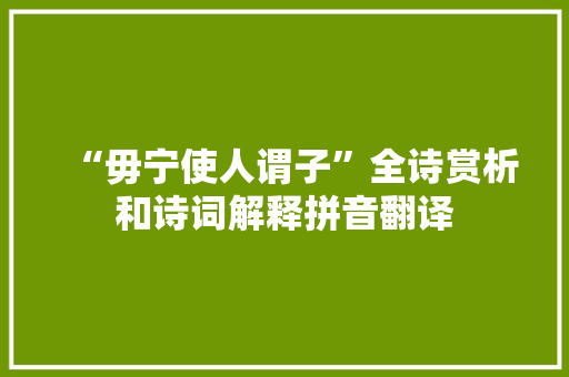 “毋宁使人谓子”全诗赏析和诗词解释拼音翻译