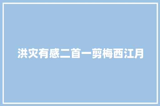 洪灾有感二首一剪梅西江月