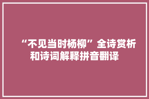 “不见当时杨柳”全诗赏析和诗词解释拼音翻译