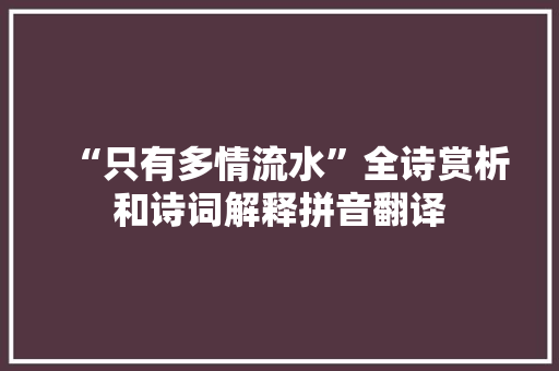 “只有多情流水”全诗赏析和诗词解释拼音翻译