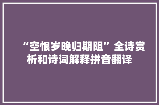 “空恨岁晚归期阻”全诗赏析和诗词解释拼音翻译