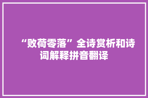 “败荷零落”全诗赏析和诗词解释拼音翻译