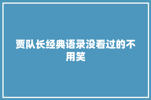 贾队长经典语录没看过的不用笑