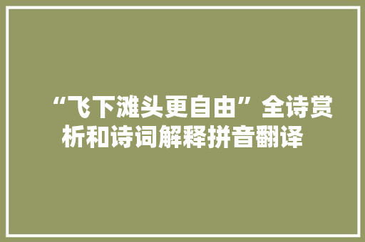 “飞下滩头更自由”全诗赏析和诗词解释拼音翻译