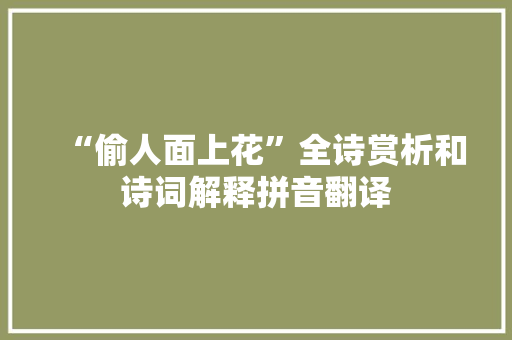 “偷人面上花”全诗赏析和诗词解释拼音翻译