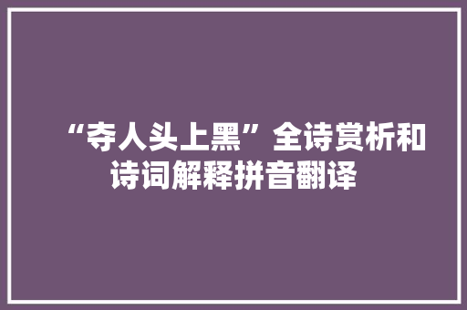 “夺人头上黑”全诗赏析和诗词解释拼音翻译