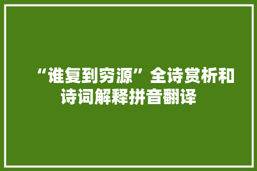 “谁复到穷源”全诗赏析和诗词解释拼音翻译