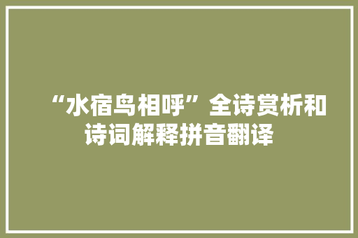 “水宿鸟相呼”全诗赏析和诗词解释拼音翻译