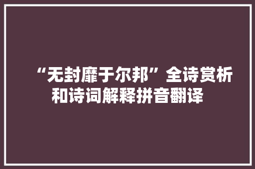 “无封靡于尔邦”全诗赏析和诗词解释拼音翻译