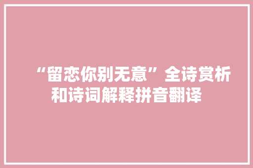 “留恋你别无意”全诗赏析和诗词解释拼音翻译