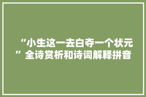 “小生这一去白夺一个状元”全诗赏析和诗词解释拼音翻译