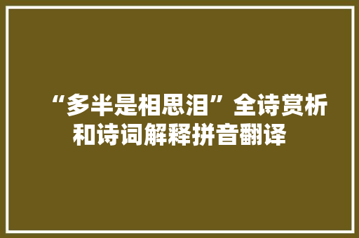 “多半是相思泪”全诗赏析和诗词解释拼音翻译