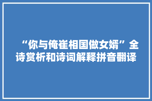 “你与俺崔相国做女婿”全诗赏析和诗词解释拼音翻译