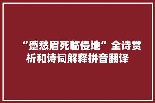 “蹙愁眉死临侵地”全诗赏析和诗词解释拼音翻译