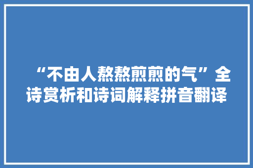 “不由人熬熬煎煎的气”全诗赏析和诗词解释拼音翻译