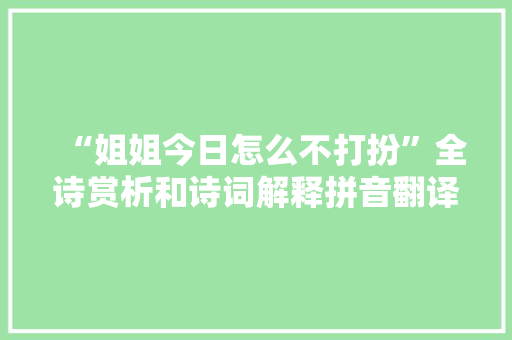 “姐姐今日怎么不打扮”全诗赏析和诗词解释拼音翻译