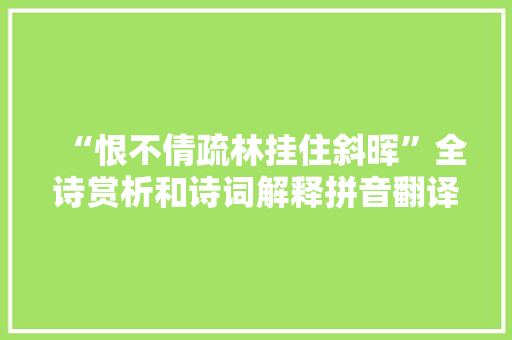 “恨不倩疏林挂住斜晖”全诗赏析和诗词解释拼音翻译