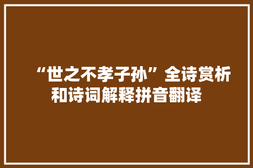 “世之不孝子孙”全诗赏析和诗词解释拼音翻译