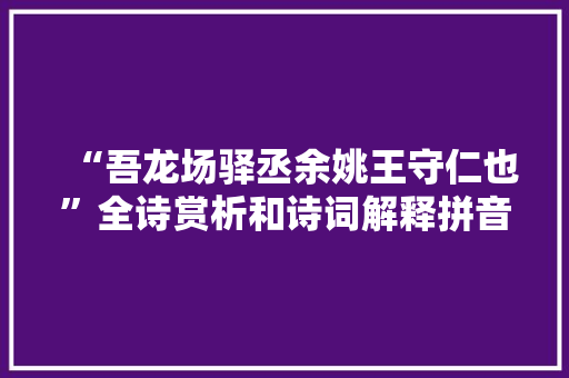 “吾龙场驿丞余姚王守仁也”全诗赏析和诗词解释拼音翻译