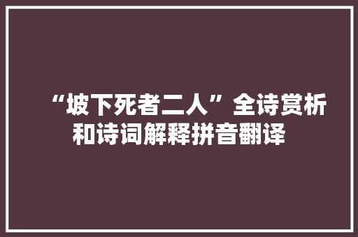 “坡下死者二人”全诗赏析和诗词解释拼音翻译