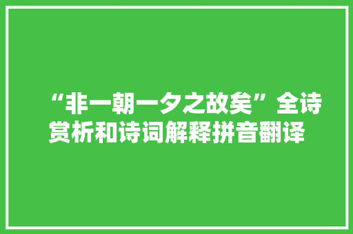 “非一朝一夕之故矣”全诗赏析和诗词解释拼音翻译