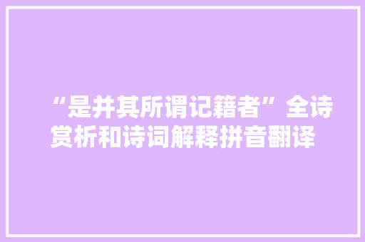 “是并其所谓记籍者”全诗赏析和诗词解释拼音翻译