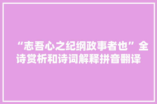 “志吾心之纪纲政事者也”全诗赏析和诗词解释拼音翻译