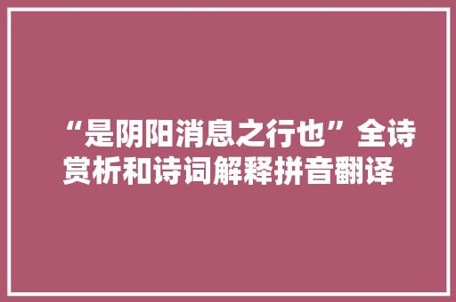 “是阴阳消息之行也”全诗赏析和诗词解释拼音翻译