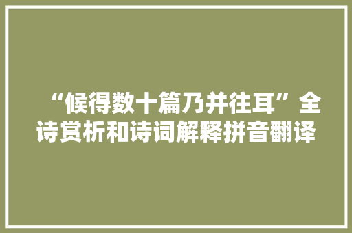 “候得数十篇乃并往耳”全诗赏析和诗词解释拼音翻译