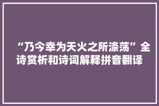 “乃今幸为天火之所涤荡”全诗赏析和诗词解释拼音翻译