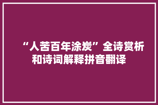 “人苦百年涂炭”全诗赏析和诗词解释拼音翻译