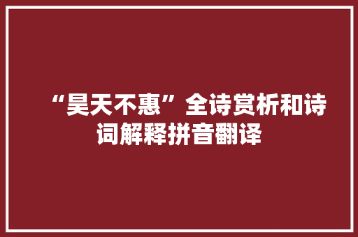 “昊天不惠”全诗赏析和诗词解释拼音翻译