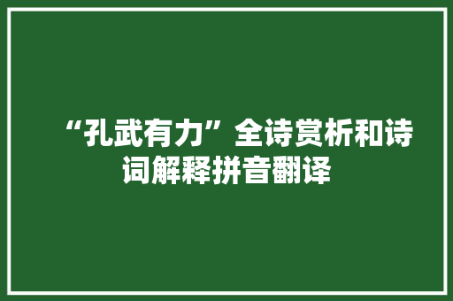 “孔武有力”全诗赏析和诗词解释拼音翻译