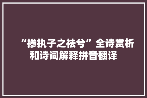 “掺执子之祛兮”全诗赏析和诗词解释拼音翻译