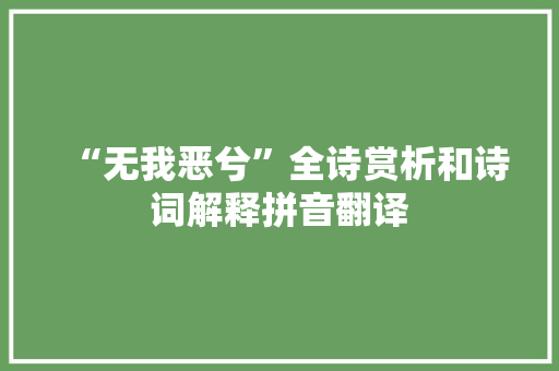 “无我恶兮”全诗赏析和诗词解释拼音翻译