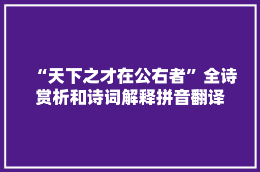 “天下之才在公右者”全诗赏析和诗词解释拼音翻译