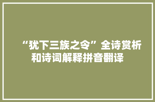 “犹下三族之令”全诗赏析和诗词解释拼音翻译